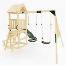 GALACTICA Outdoor Wooden Swing and Slide Set GC-SSS02