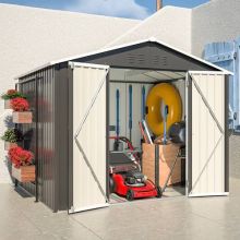 BIRCHTREE Garden Shed Metal Apex Roof 8FT X 6FT Anthracite White