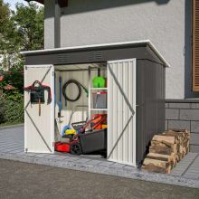 BIRCHTREE Garden Shed Metal Pent Roof 4FT X 8FT Anthracite and White