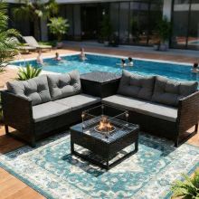 BIRCHTREE Rattan Furniture Set RFS11 Black